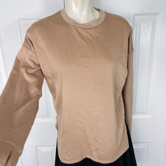 FOREVER 21 top solid pullover long sleeve sweatshirt mocha tan XS - Picture 4 of 7